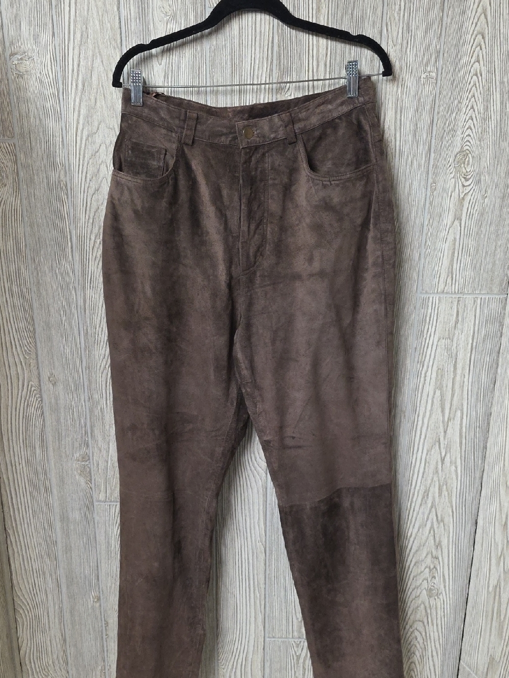 Chandler Hill Womens Suede Leather Flat Front Relaxed Straight Pants Womens 6